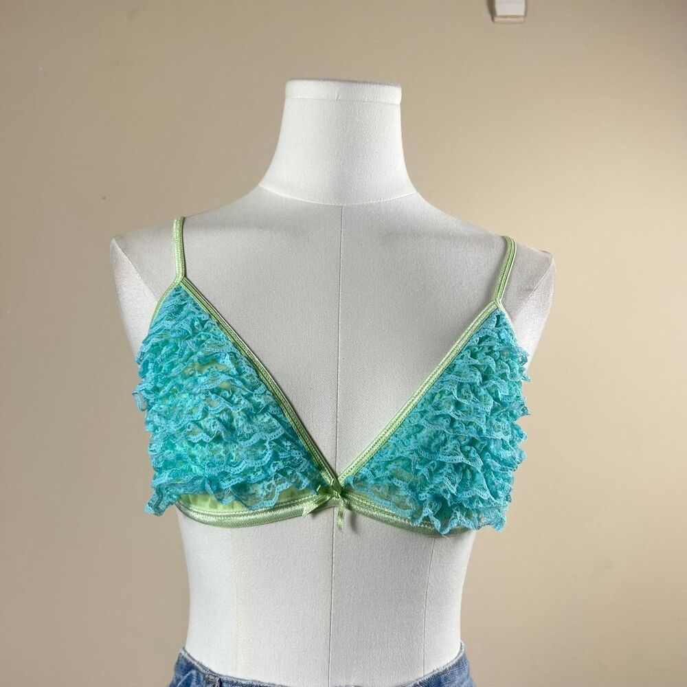 Honeydew Blue and Green Coquette Fairy Ruffle Bra